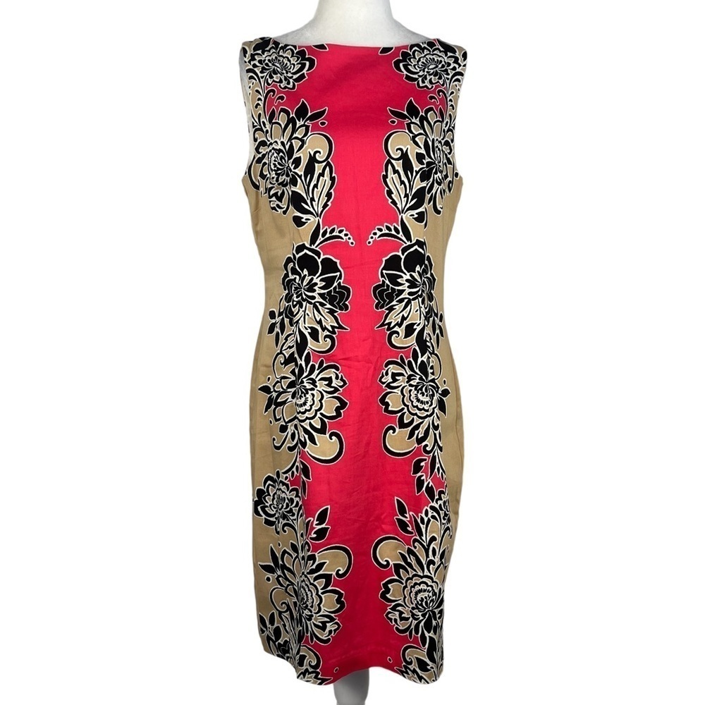 London TIMES‎ FLORAL SLEEVELESS MULTICOLOR KNEE LENGTH BODYCON DRESS